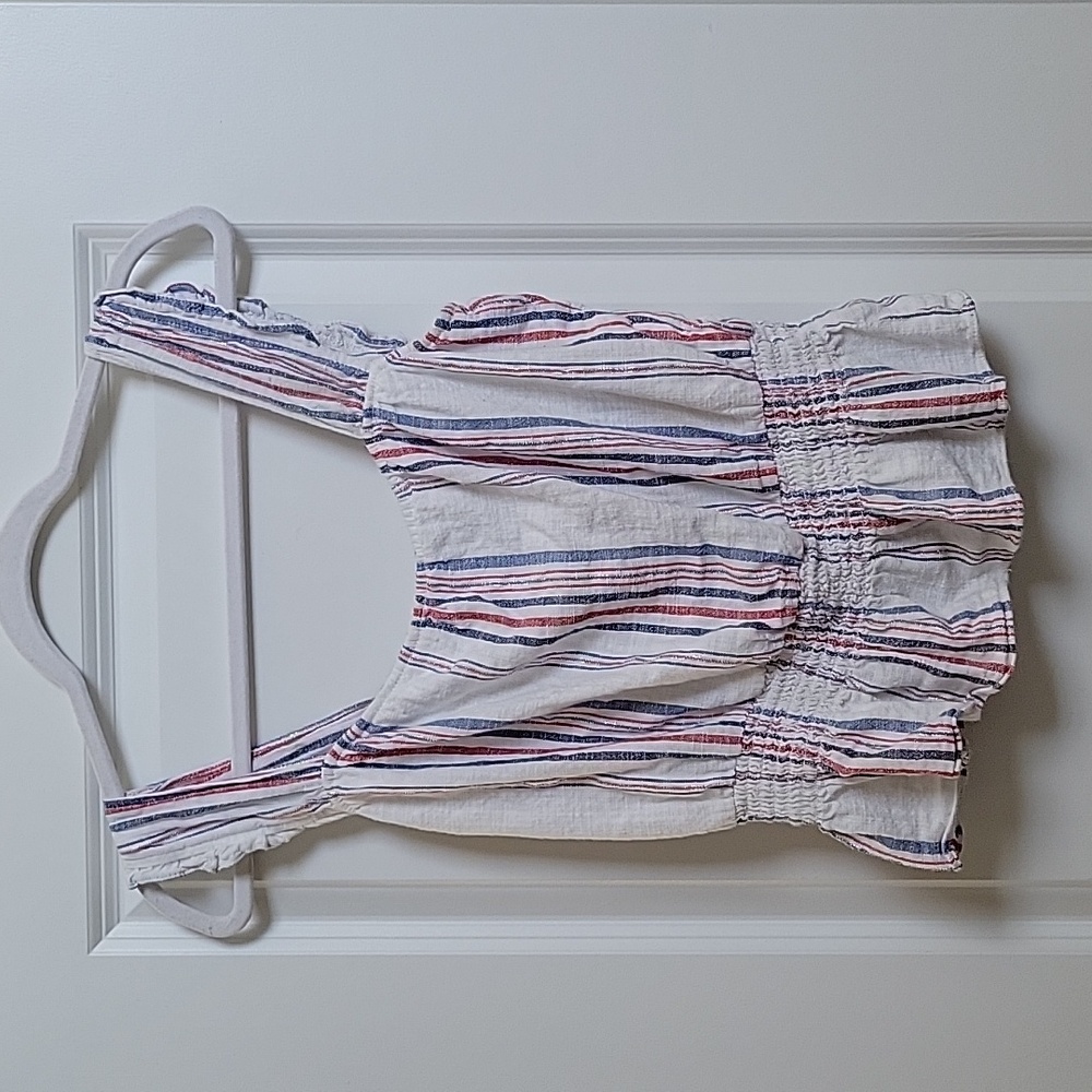 Draper James White Tank Top with Red and Blue Stripes Fourth of July Tank Top